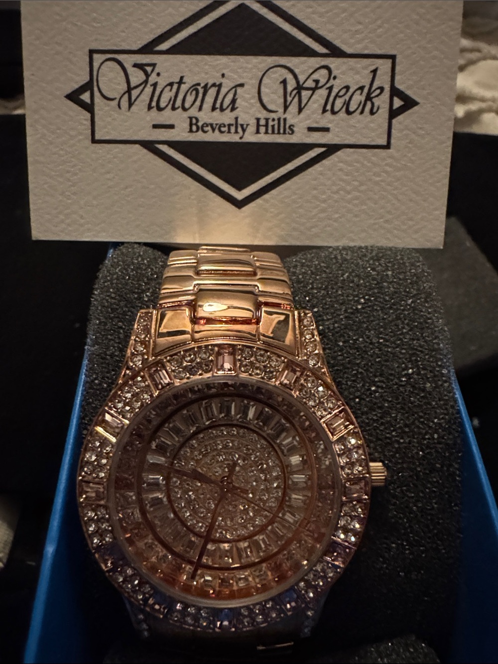 Vintage Victoria Wieck Rose Gold Crystal Bracelet Watch